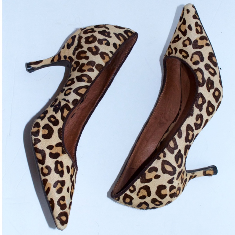 Jeffrey Campbell calf hair leopard kitten heels Sz 6